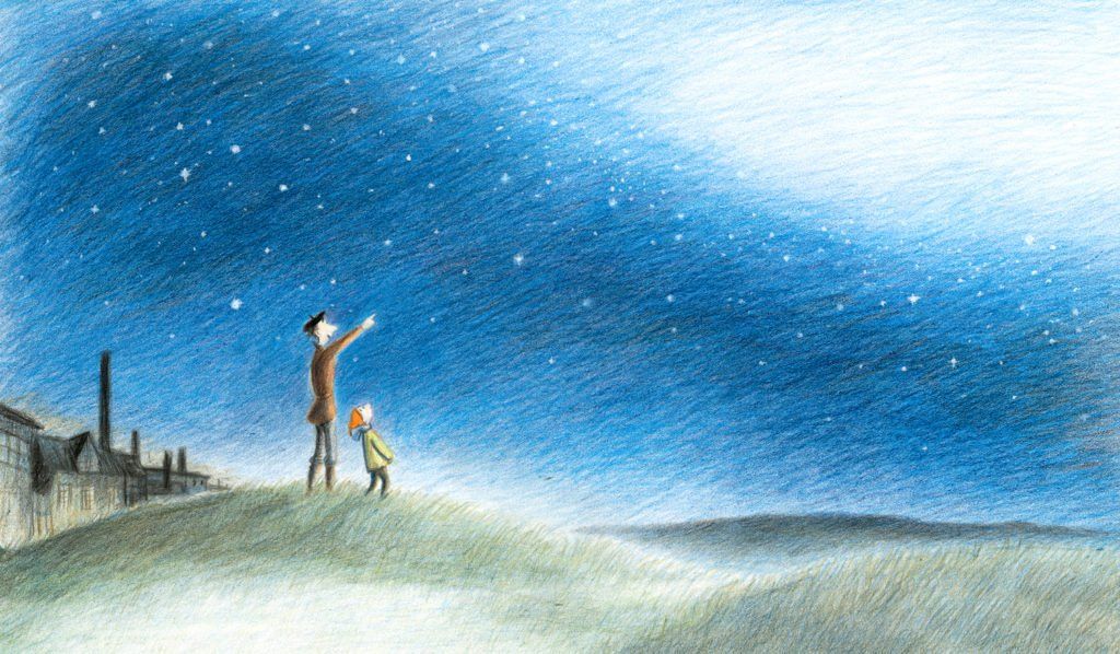 Ilustración libro cuando papá me enseñó el universo